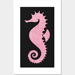 Light Pink Faux Glitter Seahorse Posters and Art